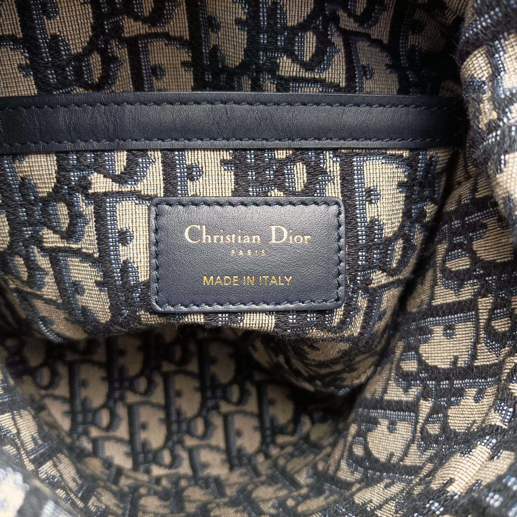Pre-owned Christian Dior Wicker Basket Camel×Navy Natural wicker×Dior oblique jacquard  shoulderbag | stylenewstar