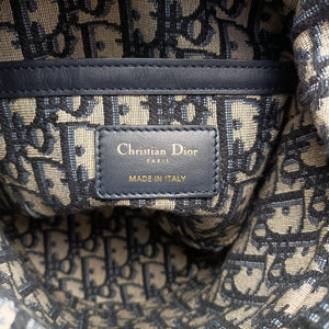 Pre-owned Christian Dior Wicker Basket Camel×Navy Natural wicker×Dior oblique jacquard  shoulderbag | stylenewstar