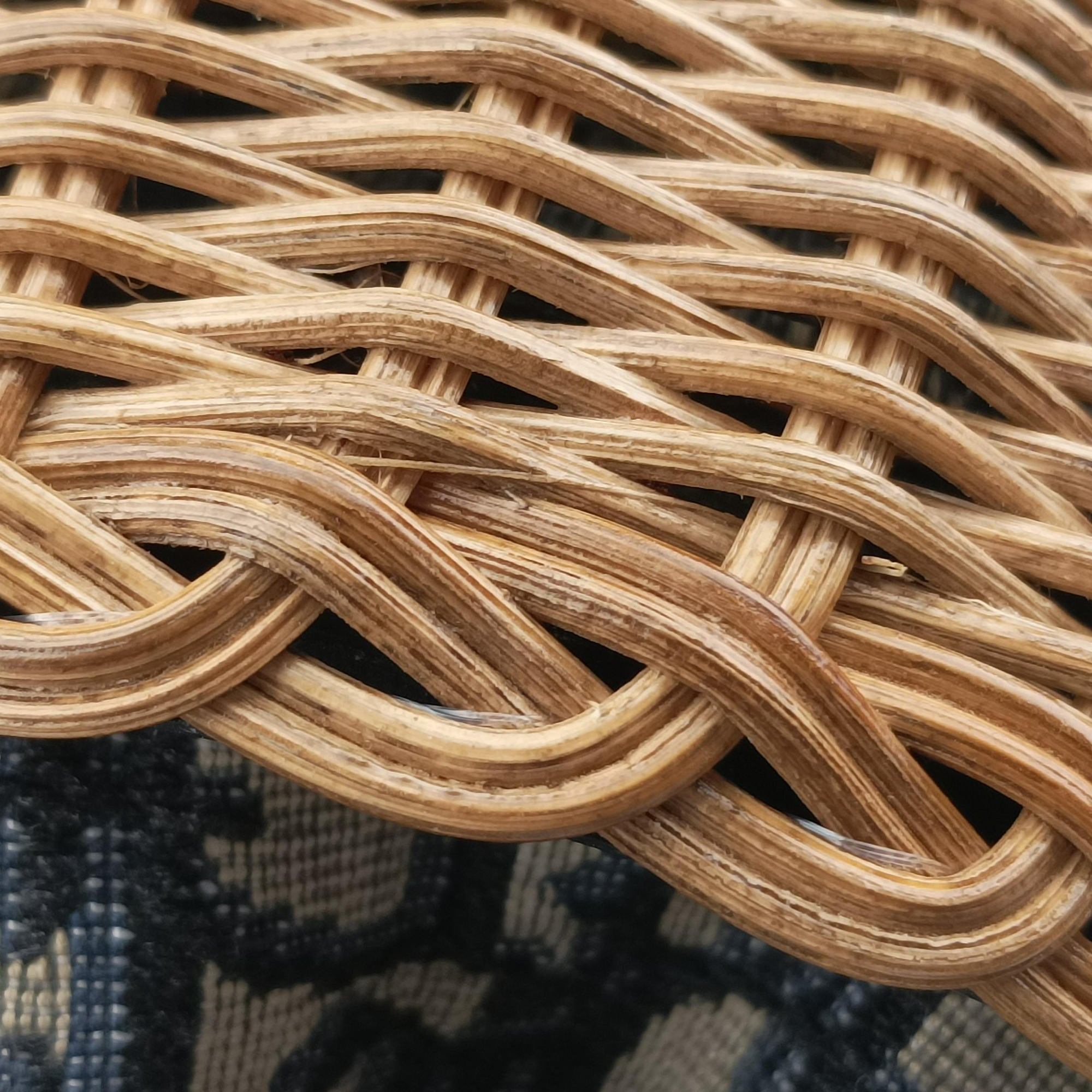 Pre-owned Christian Dior Wicker Basket Camel×Navy Natural wicker×Dior oblique jacquard  shoulderbag | stylenewstar