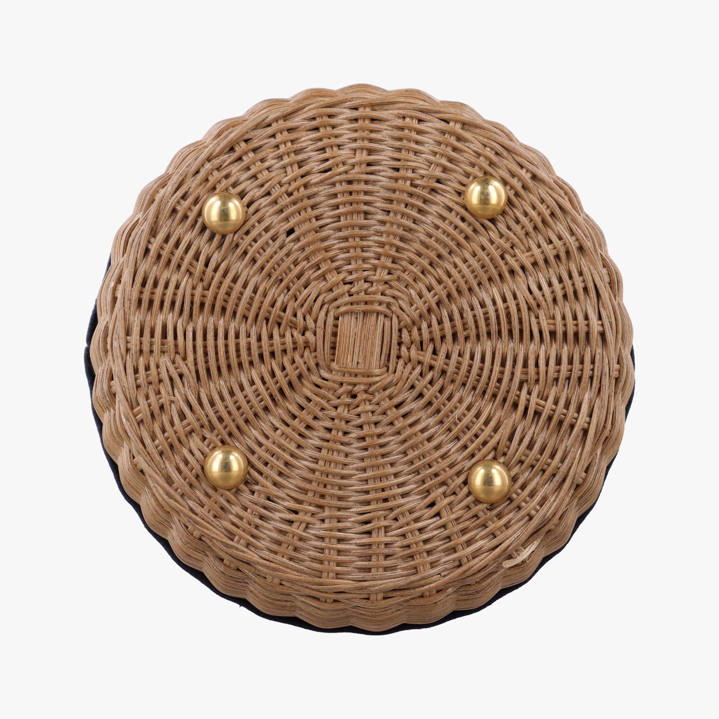 Pre-owned Christian Dior Wicker Basket Camel×Navy Natural wicker×Dior oblique jacquard  shoulderbag | stylenewstar