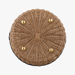 Pre-owned Christian Dior Wicker Basket Camel×Navy Natural wicker×Dior oblique jacquard  shoulderbag | stylenewstar