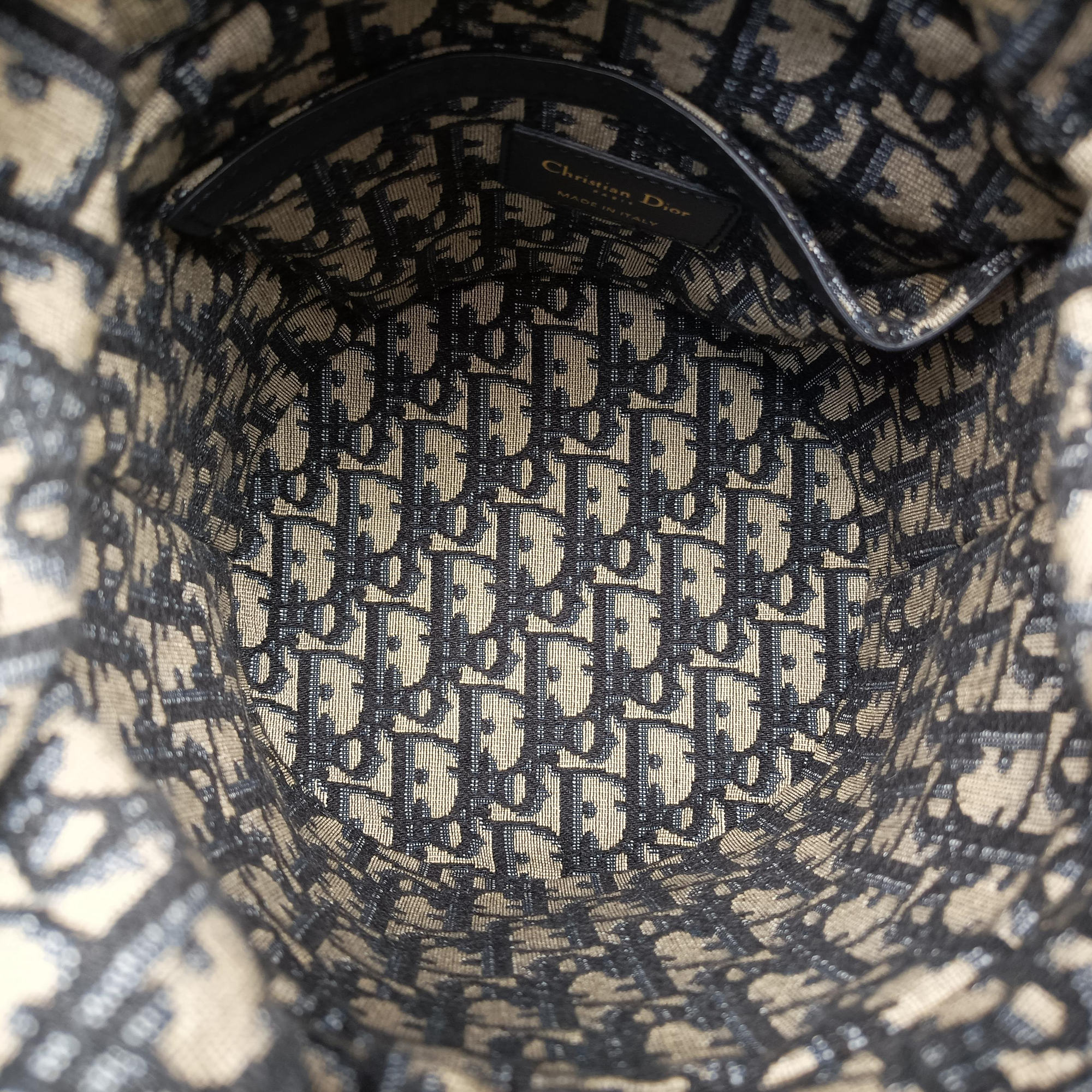 Pre-owned Christian Dior Wicker Basket Camel×Navy Natural wicker×Dior oblique jacquard  shoulderbag | stylenewstar