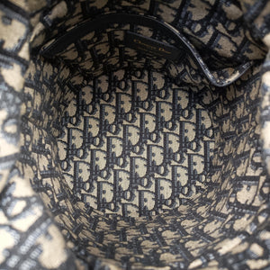 Pre-owned Christian Dior Wicker Basket Camel×Navy Natural wicker×Dior oblique jacquard  shoulderbag | stylenewstar