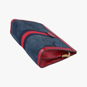 Pre-owned Gucci Ophidia Navy×red Suede×leather 503877 shoulderbag | stylenewstar
