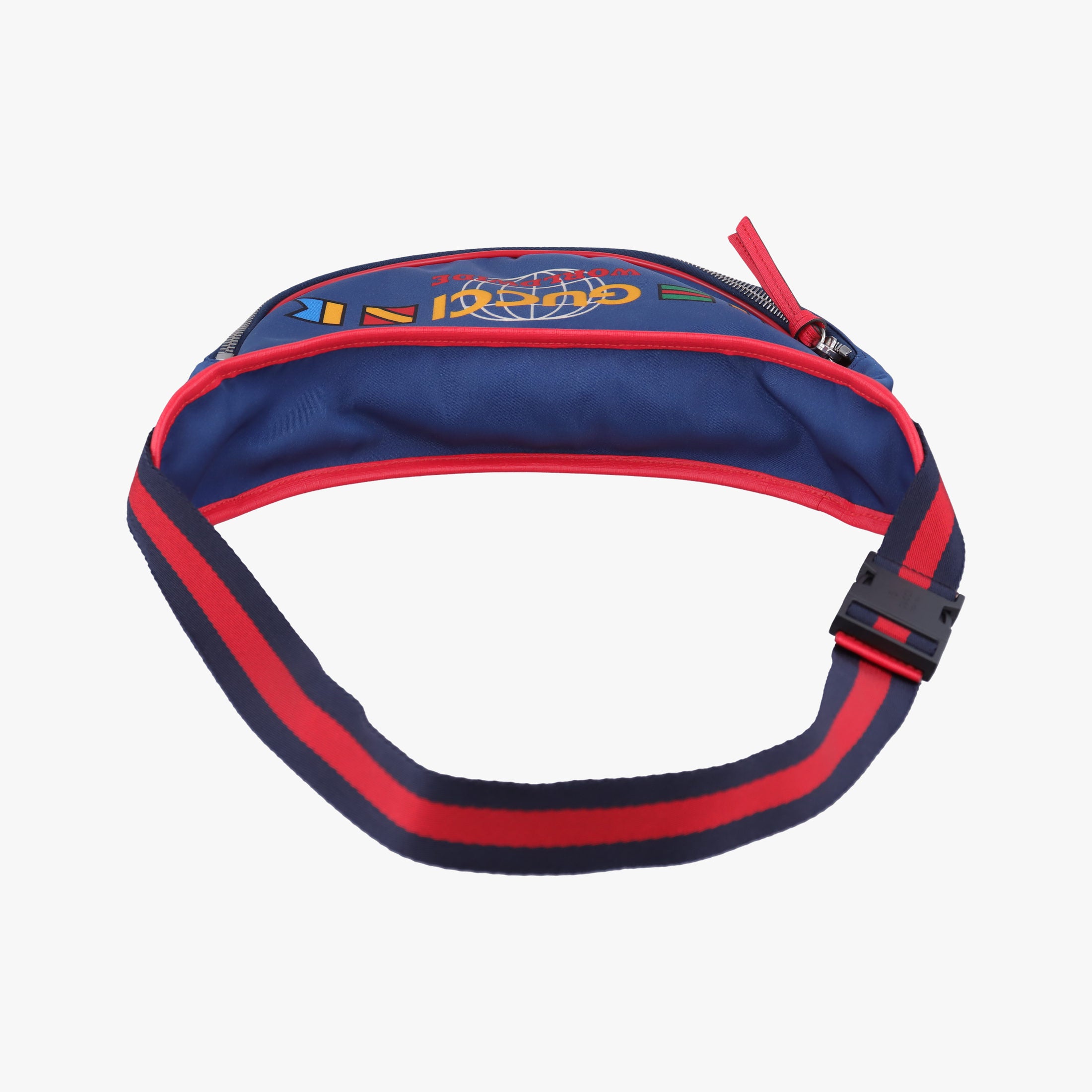 Pre-owned Gucci kids half moon bag Blue×Red nylon 611686 shoulderbag | stylenewstar