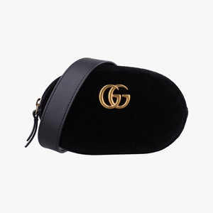 Pre-owned Gucci GG Marmont Black velour 476484 bum bag/waist bag | stylenewstar