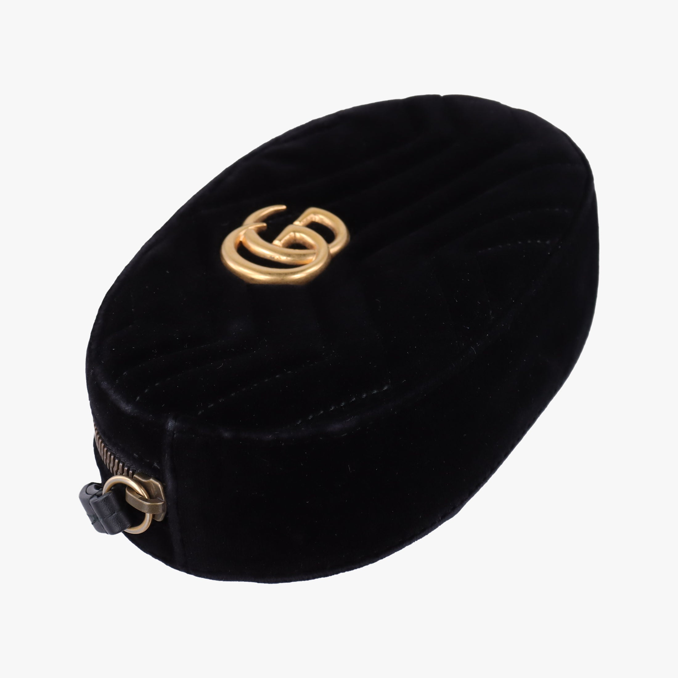 Pre-owned Gucci GG Marmont Black velour 476484 bum bag/waist bag | stylenewstar