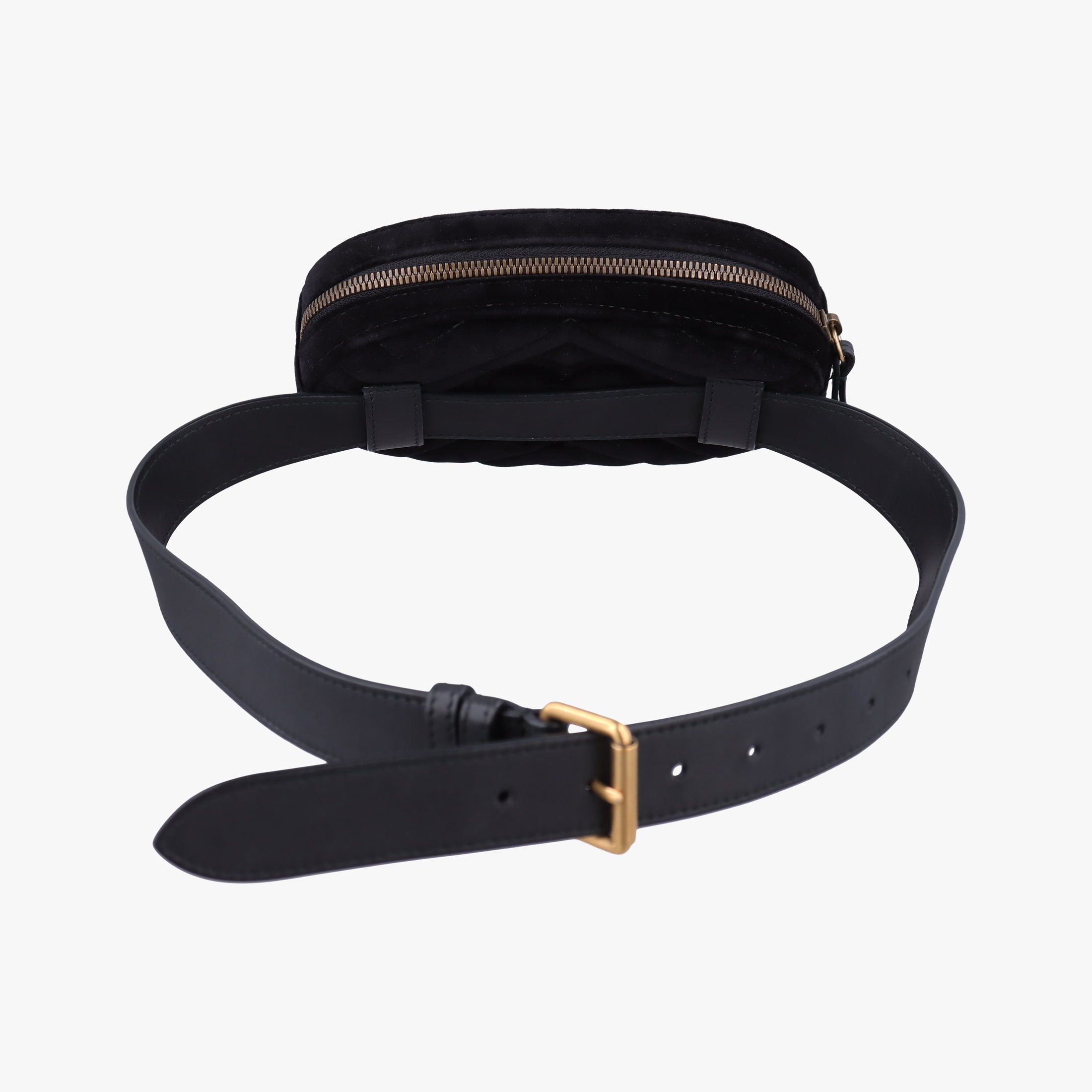 Pre-owned Gucci GG Marmont Black velour 476484 bum bag/waist bag | stylenewstar
