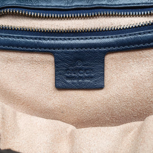 Pre-owned Gucci GG Marmont White×navy Leather 443497 shoulderbag | stylenewstar