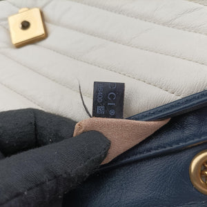 Pre-owned Gucci GG Marmont White×navy Leather 443497 shoulderbag | stylenewstar