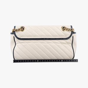 Pre-owned Gucci GG Marmont White×navy Leather 443497 shoulderbag | stylenewstar