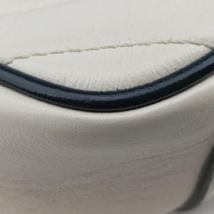 Pre-owned Gucci GG Marmont White×navy Leather 443497 shoulderbag | stylenewstar