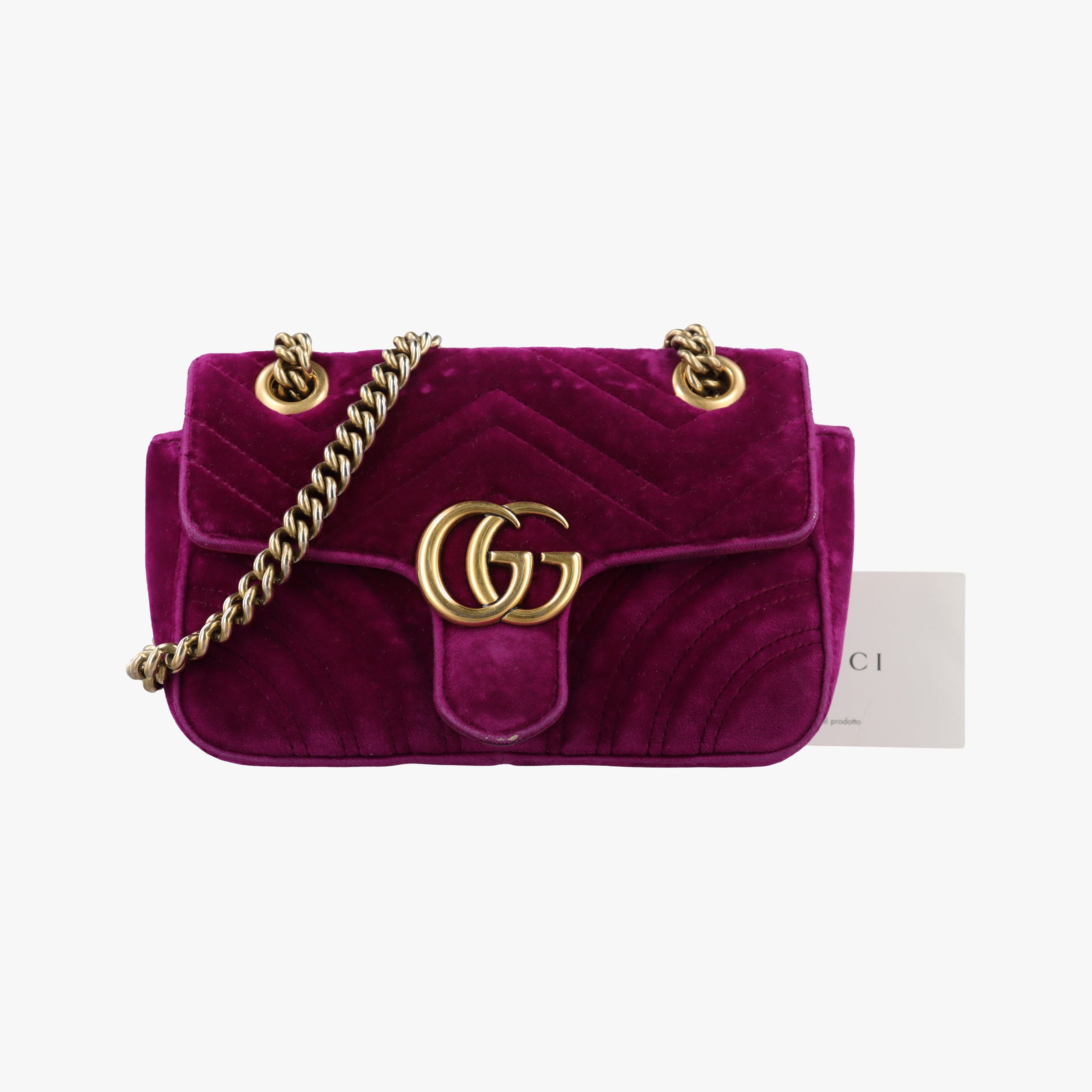 Pre-owned Gucci GG Marmont Purple velour 446744 shoulderbag | stylenewstar