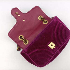 Pre-owned Gucci GG Marmont Purple velour 446744 shoulderbag | stylenewstar
