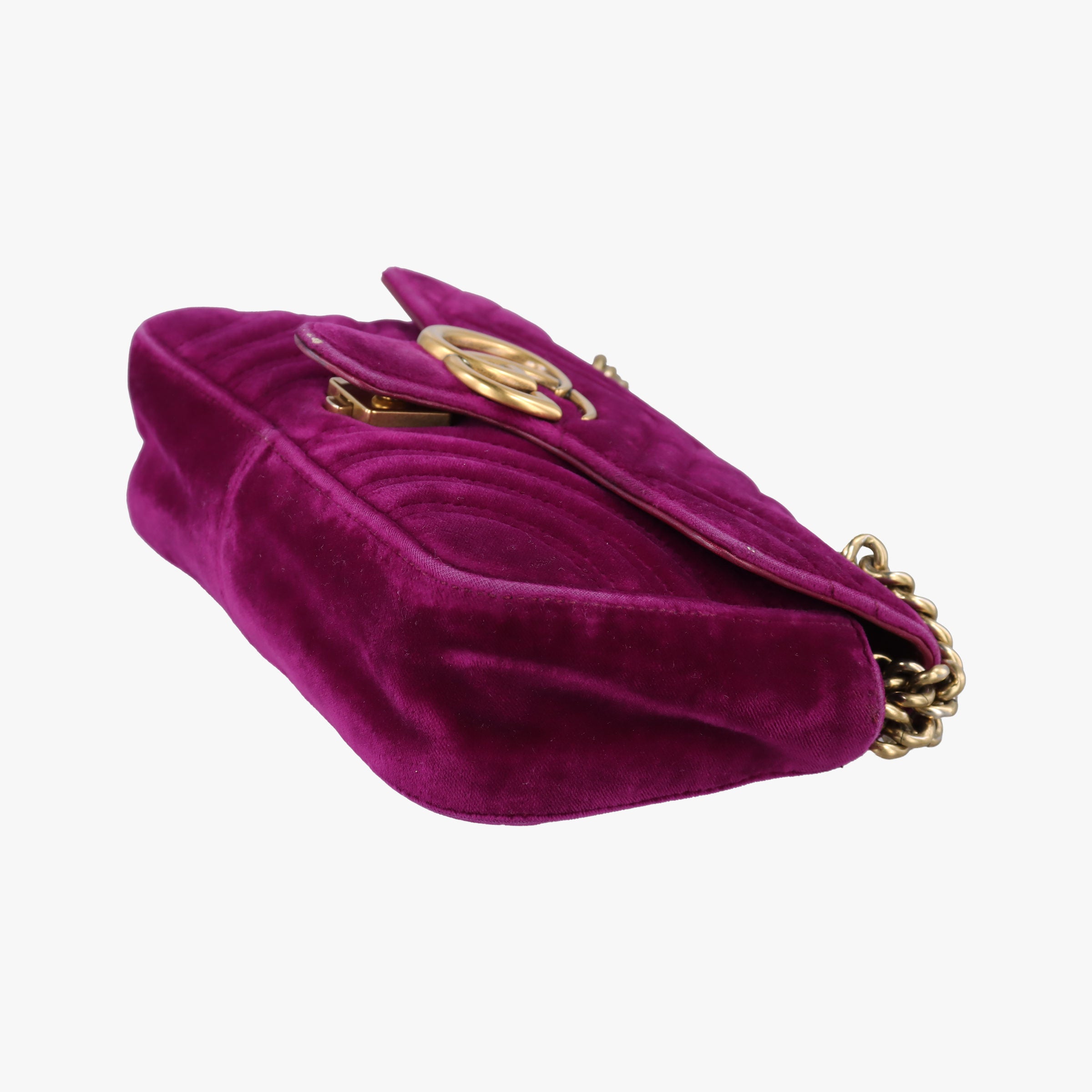 Pre-owned Gucci GG Marmont Purple velour 446744 shoulderbag | stylenewstar