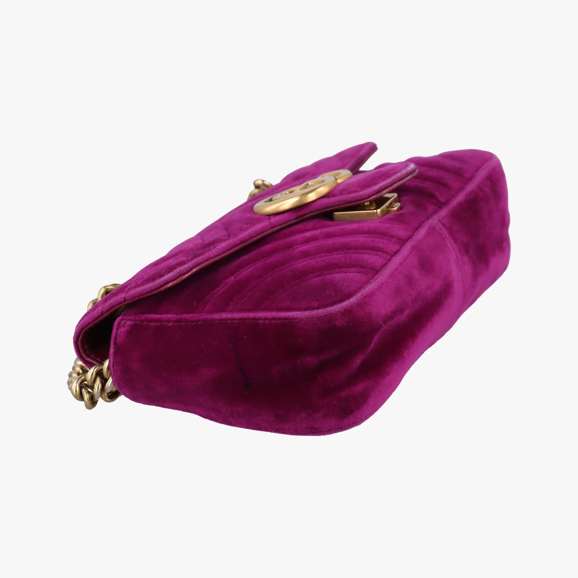 Pre-owned Gucci GG Marmont Purple velour 446744 shoulderbag | stylenewstar