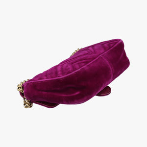 Pre-owned Gucci GG Marmont Purple velour 446744 shoulderbag | stylenewstar
