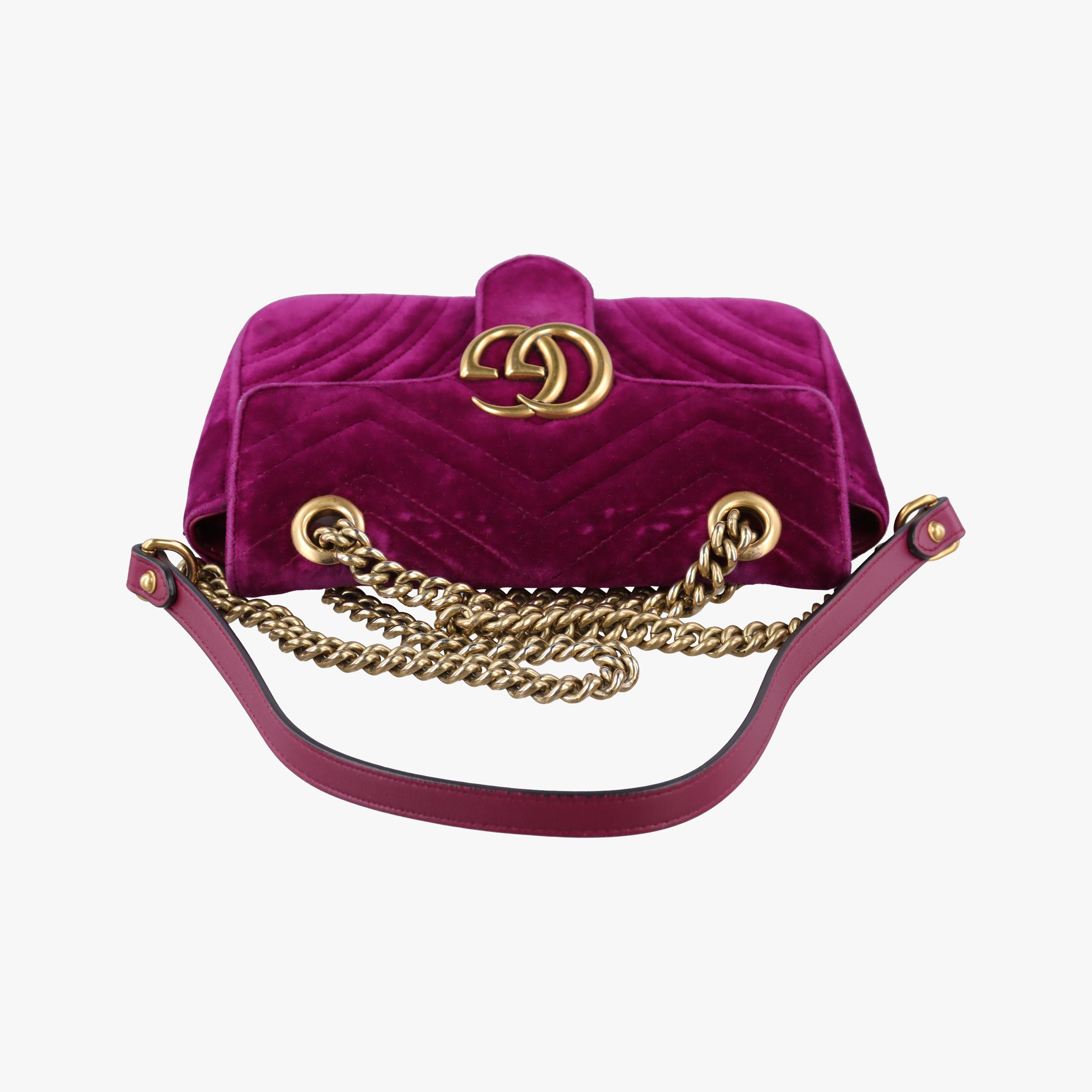 Pre-owned Gucci GG Marmont Purple velour 446744 shoulderbag | stylenewstar