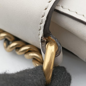 Pre-owned Gucci Broadway Pearl Bee White Leather 453778 shoulderbag | stylenewstar