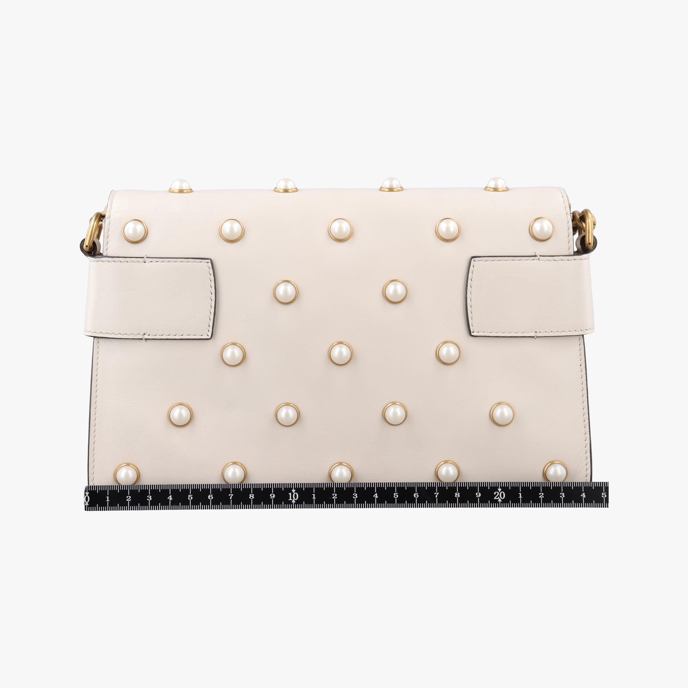 Pre-owned Gucci Broadway Pearl Bee White Leather 453778 shoulderbag | stylenewstar