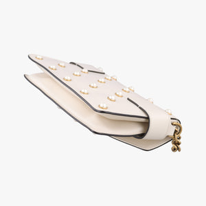 Pre-owned Gucci Broadway Pearl Bee White Leather 453778 shoulderbag | stylenewstar