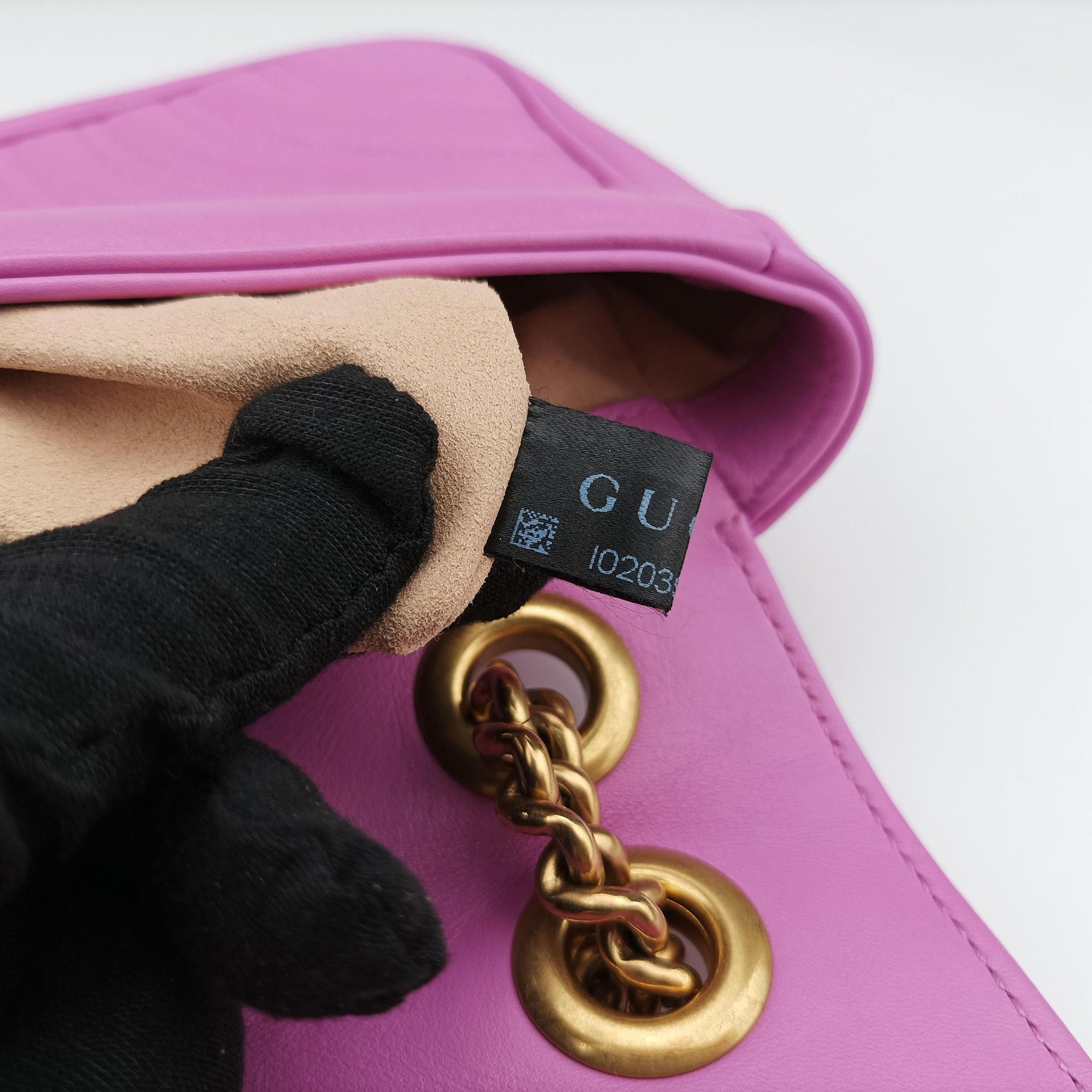 Secondhand Gucci GG Marmont Purple Leather 443497 shoulderbag | stylenewstar