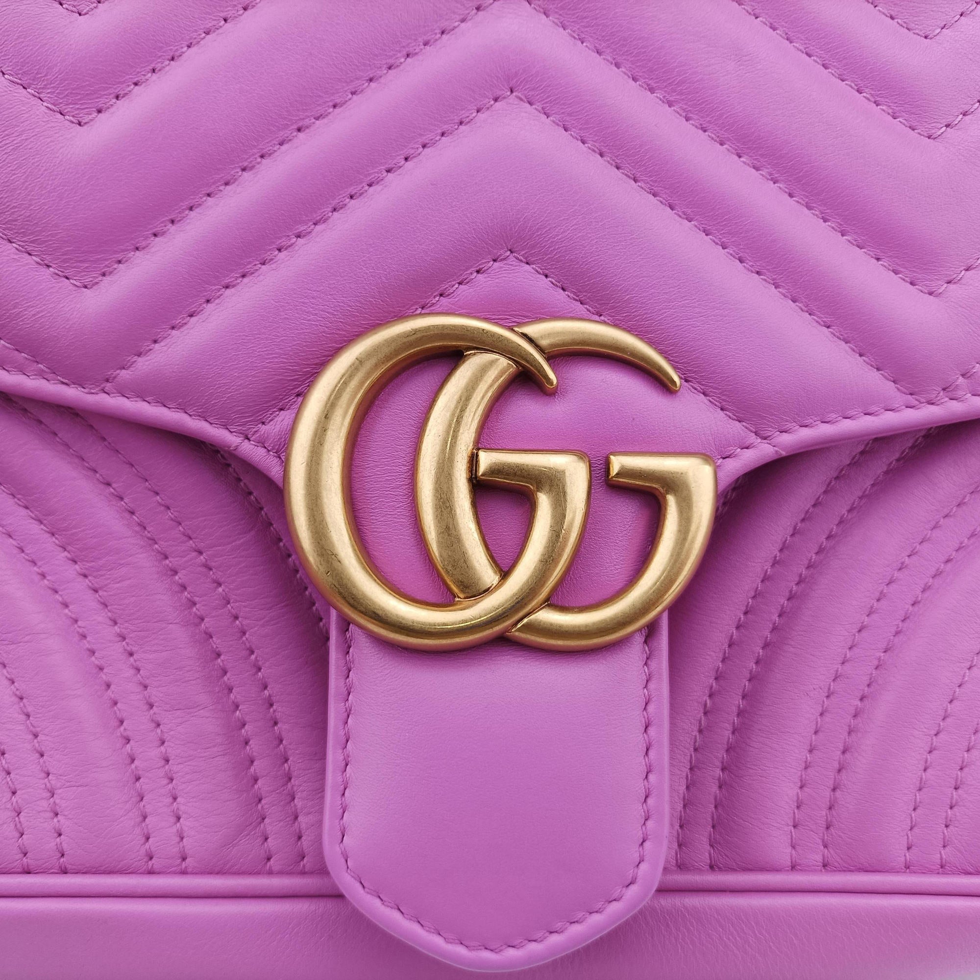 Secondhand Gucci GG Marmont Purple Leather 443497 shoulderbag | stylenewstar