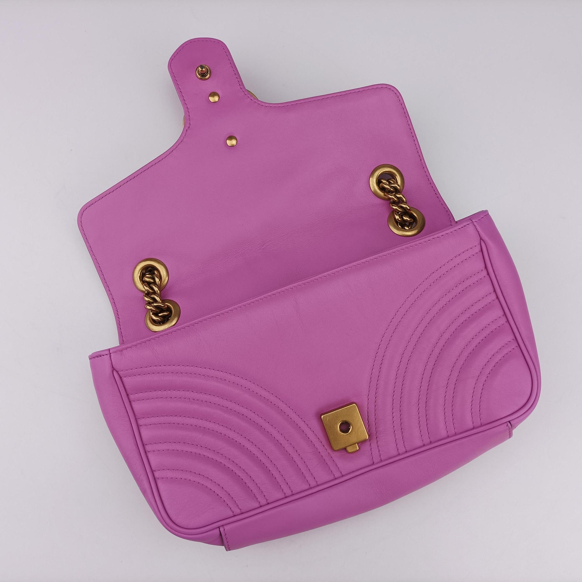 Secondhand Gucci GG Marmont Purple Leather 443497 shoulderbag | stylenewstar