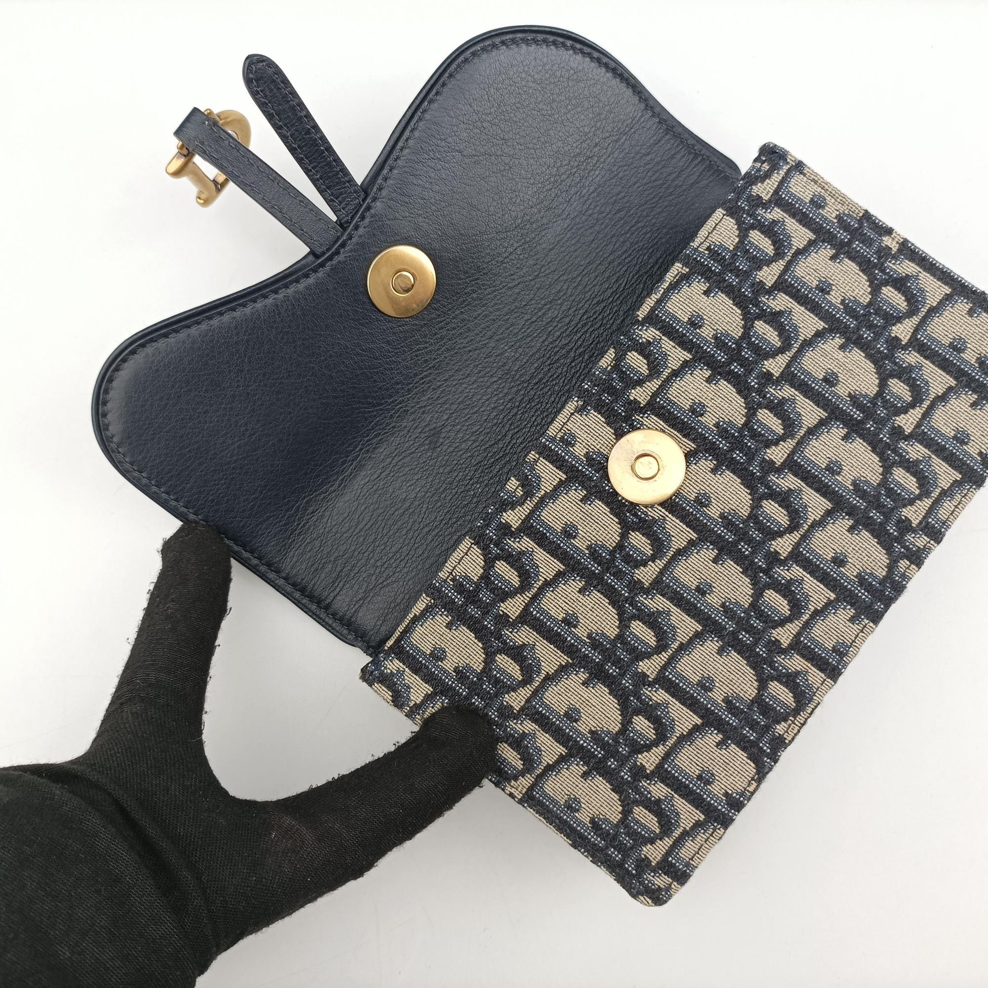 Vintage Christian Dior Saddle Navy×Gray jacquard  bum bag/waist bag | stylenewstar