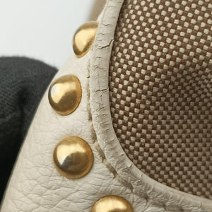 Vintage Prada Logo Jacquard Studded Frame Corda × Talco Jacquard Canvas × Vitello Leather  handbag | stylenewstar