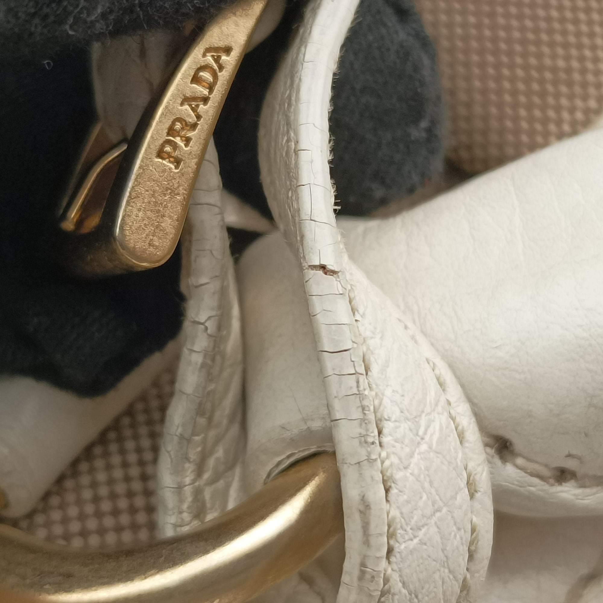 Vintage Prada Logo Jacquard Studded Frame Corda × Talco Jacquard Canvas × Vitello Leather  handbag | stylenewstar