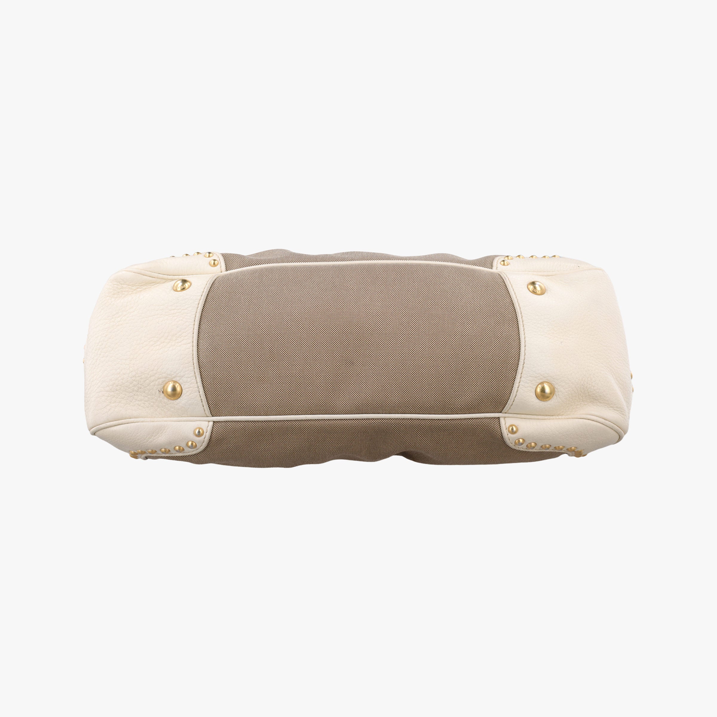 Vintage Prada Logo Jacquard Studded Frame Corda × Talco Jacquard Canvas × Vitello Leather  handbag | stylenewstar