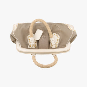 Vintage Prada Logo Jacquard Studded Frame Corda × Talco Jacquard Canvas × Vitello Leather  handbag | stylenewstar