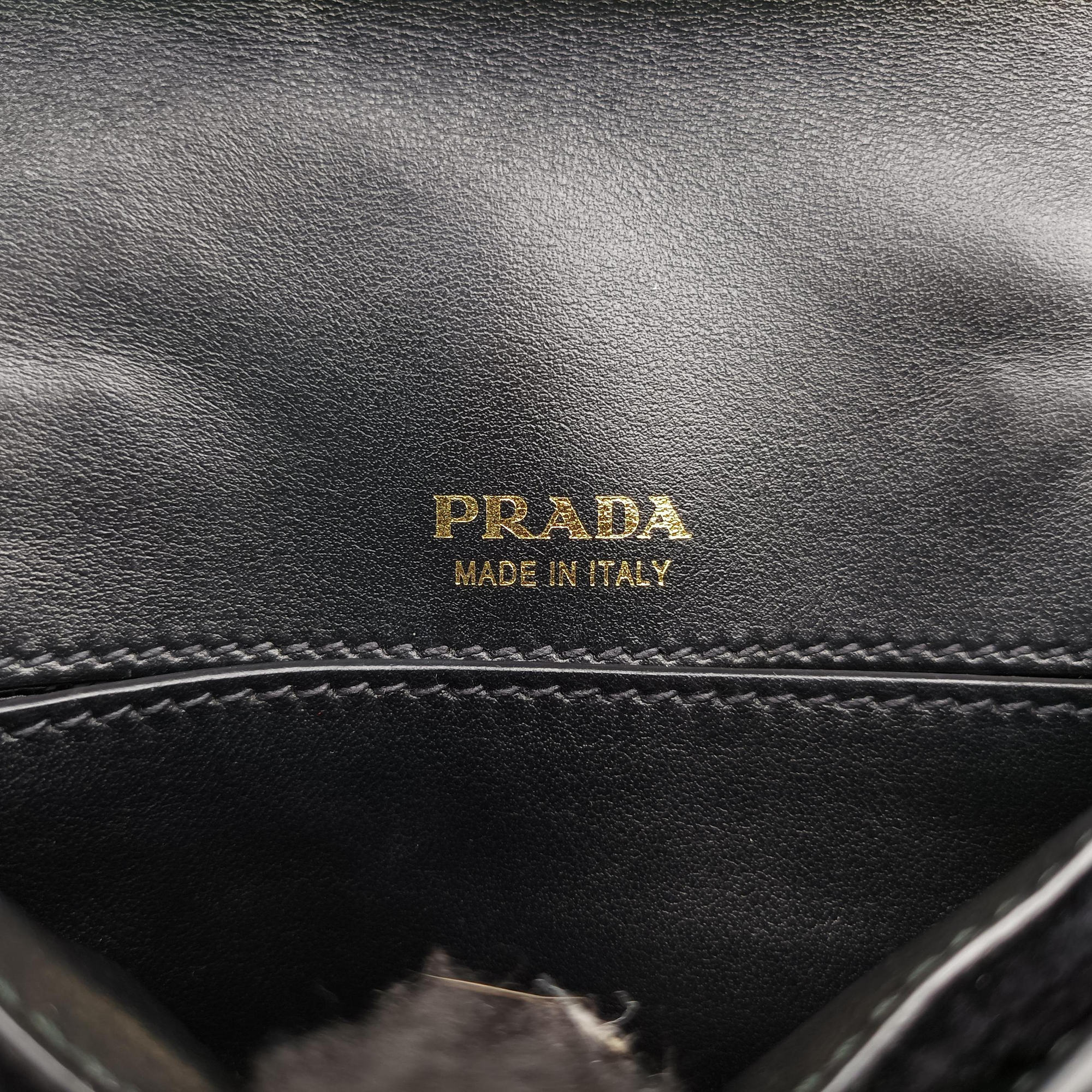 Pre-owned Prada Fringe Charms Black Leather×velour IBL002 shoulderbag | stylenewstar