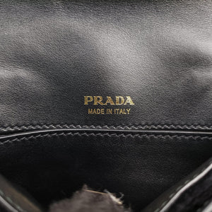 Pre-owned Prada Fringe Charms Black Leather×velour IBL002 shoulderbag | stylenewstar
