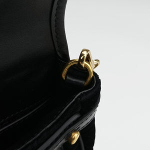 Pre-owned Prada Fringe Charms Black Leather×velour IBL002 shoulderbag | stylenewstar