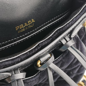 Pre-owned Prada Fringe Charms Black Leather×velour IBL002 shoulderbag | stylenewstar