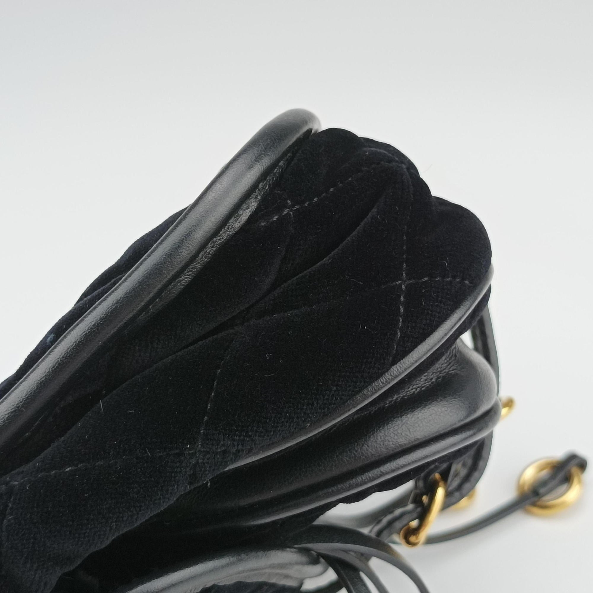 Pre-owned Prada Fringe Charms Black Leather×velour IBL002 shoulderbag | stylenewstar