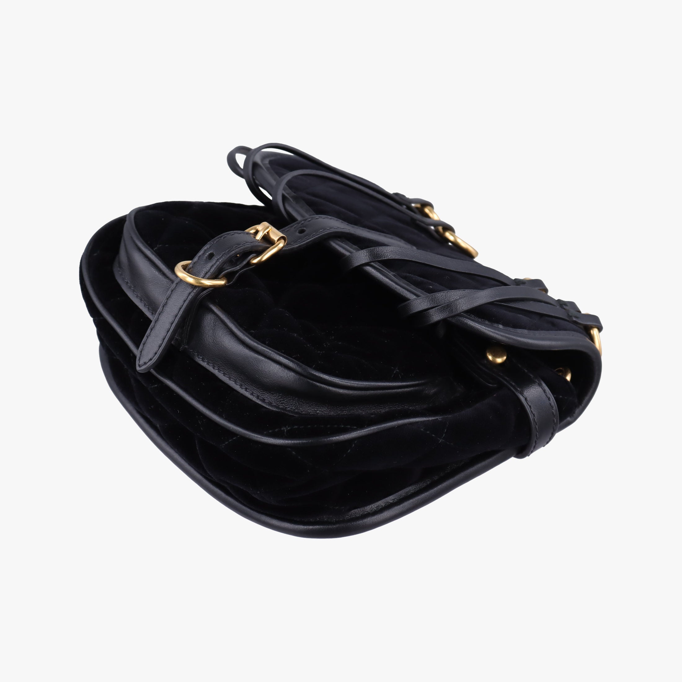 Pre-owned Prada Fringe Charms Black Leather×velour IBL002 shoulderbag | stylenewstar