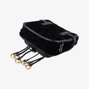 Pre-owned Prada Fringe Charms Black Leather×velour IBL002 shoulderbag | stylenewstar