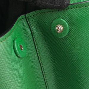Pre-owned Prada Double Cuir Green SAFFIANO Leather B2756T handbag | stylenewstar
