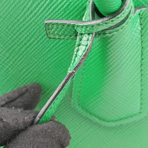 Pre-owned Prada Double Cuir Green SAFFIANO Leather B2756T handbag | stylenewstar