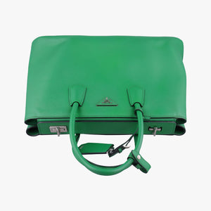Pre-owned Prada Double Cuir Green SAFFIANO Leather B2756T handbag | stylenewstar