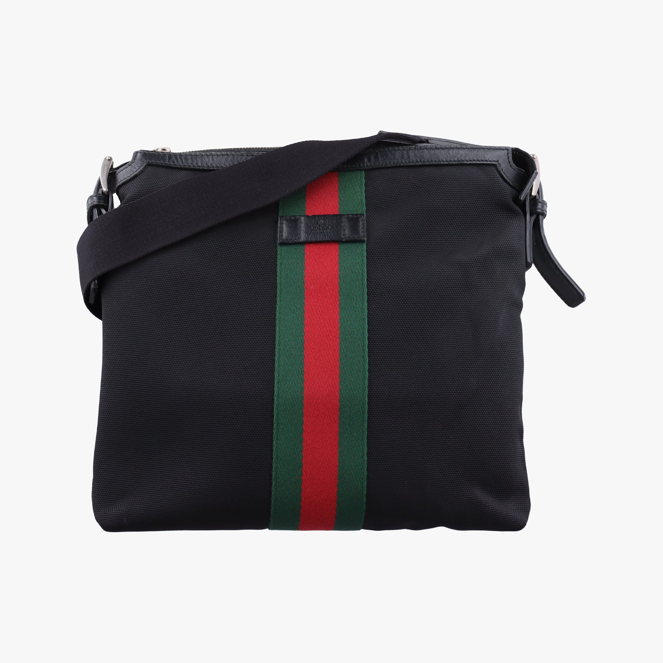 Pre-owned Gucci Sherry Line Black×Red×Green canvas 387111 shoulderbag | stylenewstar