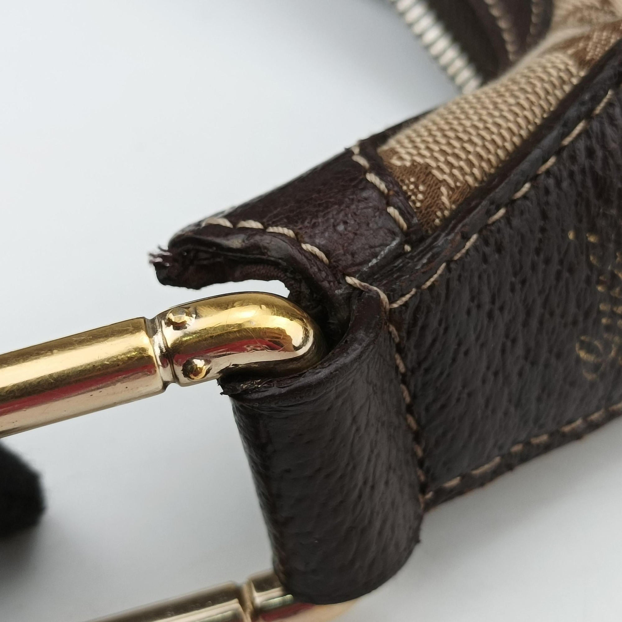Pre-owned Gucci Amalfi bamboo Brown×Beige canvas×leather 154378 shoulderbag | stylenewstar