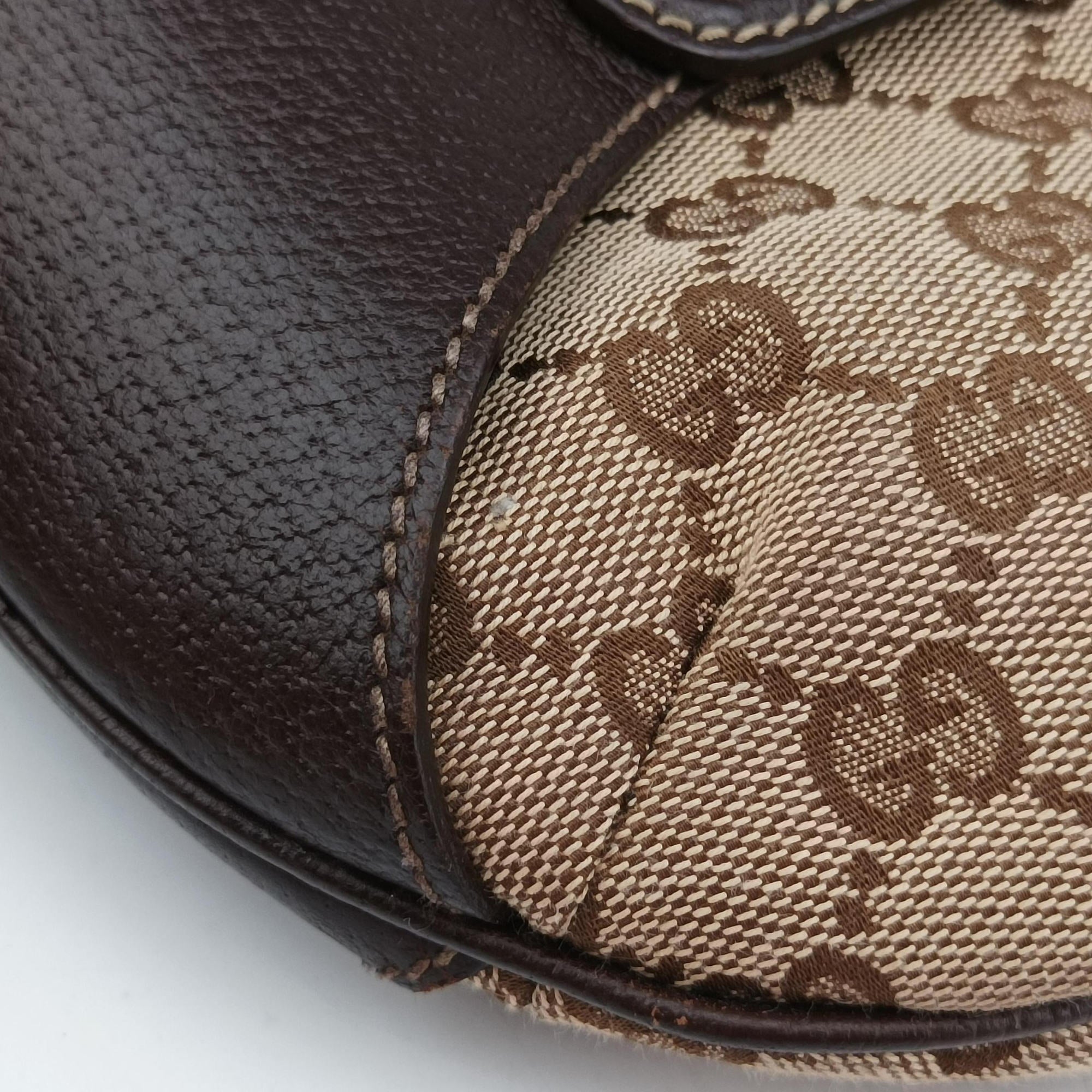 Pre-owned Gucci Amalfi bamboo Brown×Beige canvas×leather 154378 shoulderbag | stylenewstar