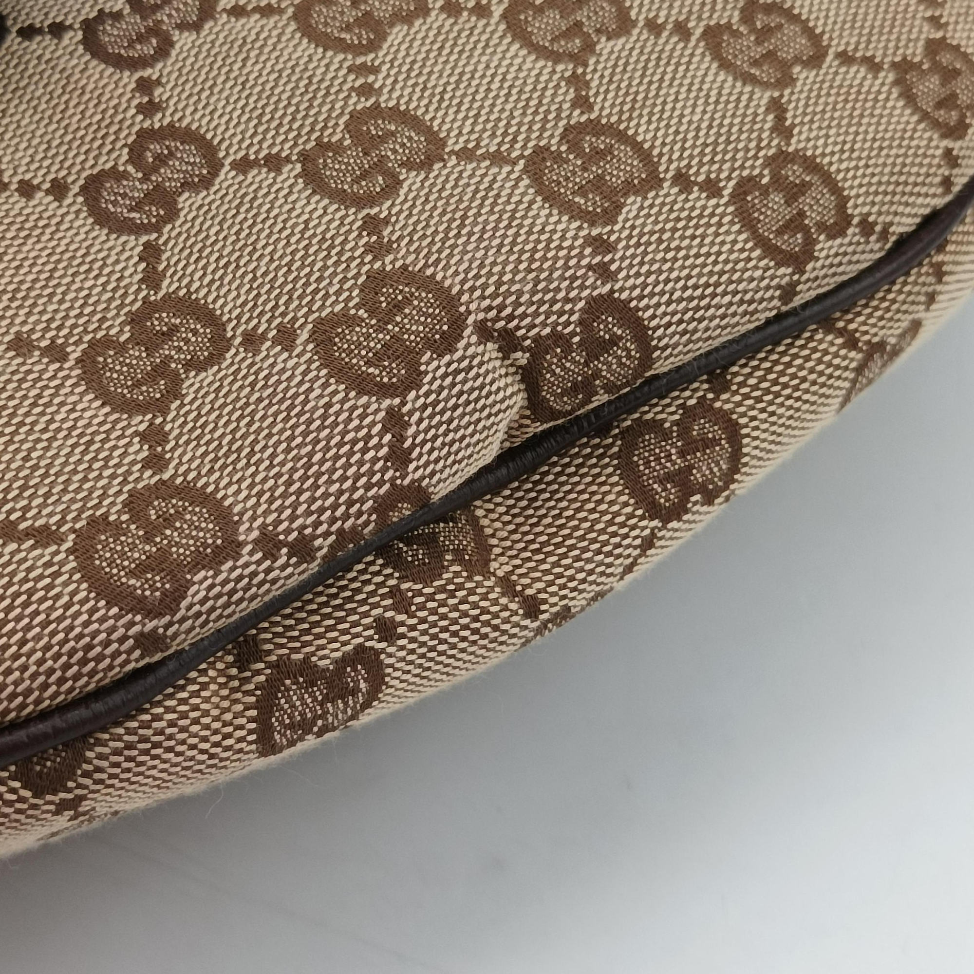 Pre-owned Gucci Amalfi bamboo Brown×Beige canvas×leather 154378 shoulderbag | stylenewstar