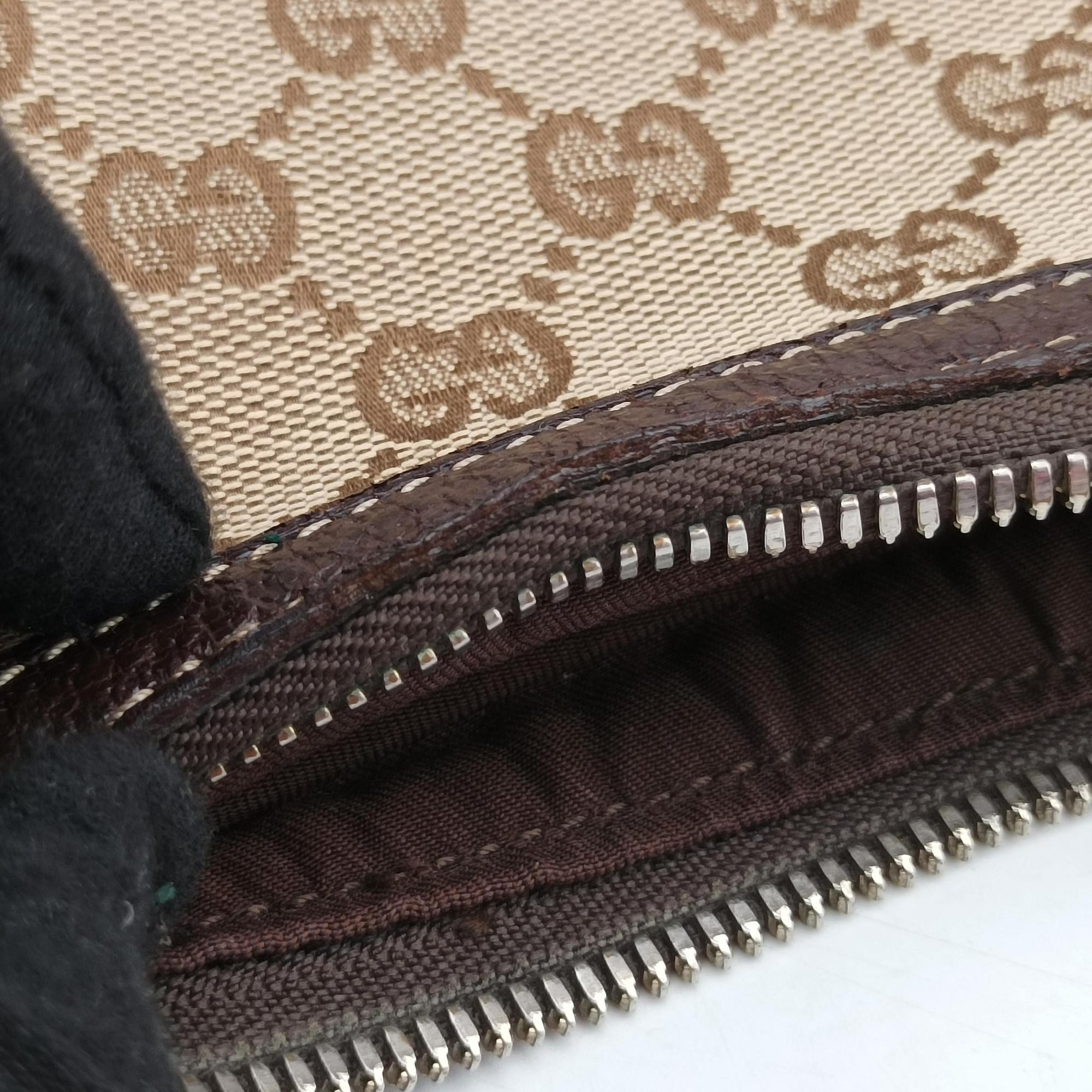 Pre-owned Gucci Amalfi bamboo Brown×Beige canvas×leather 154378 shoulderbag | stylenewstar