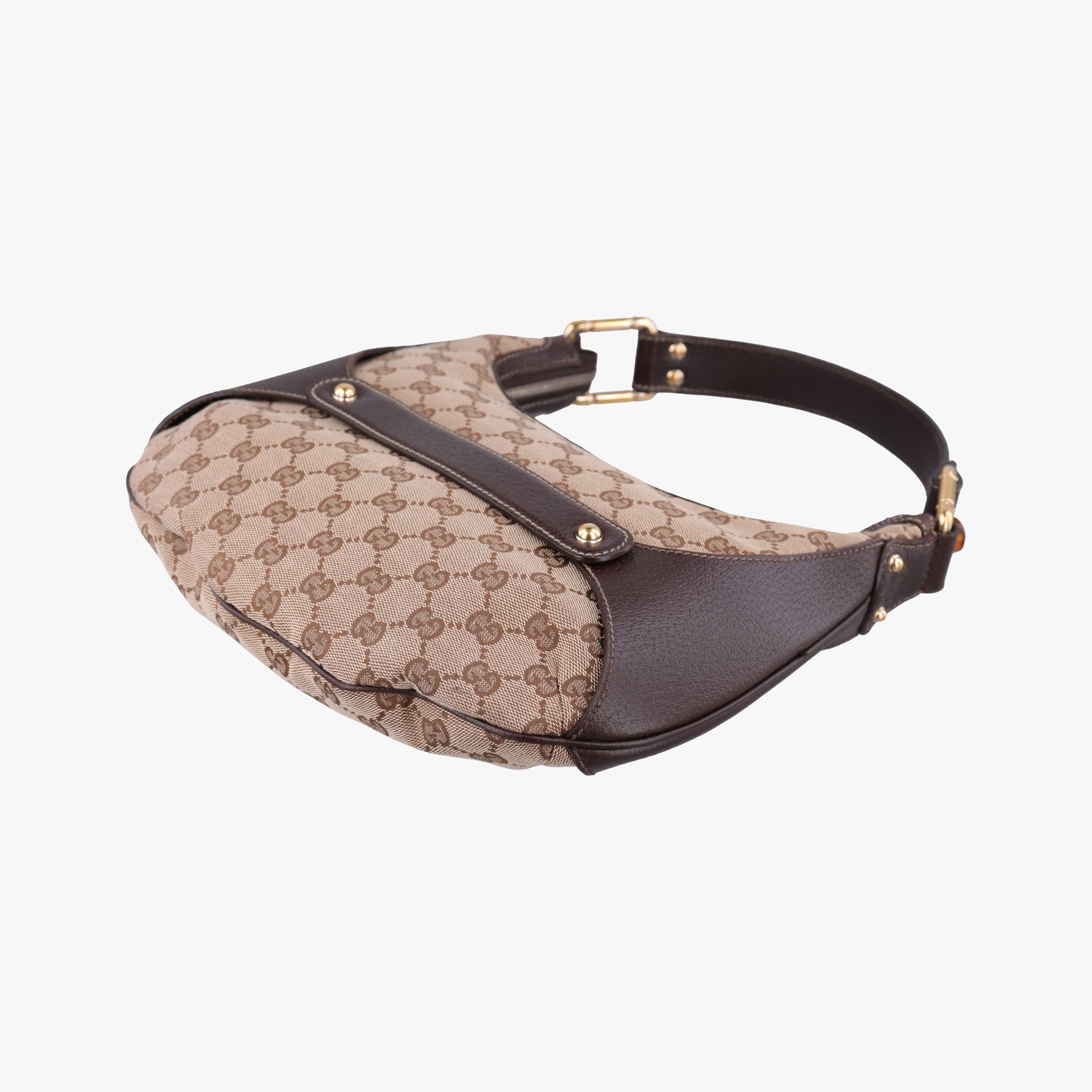 Pre-owned Gucci Amalfi bamboo Brown×Beige canvas×leather 154378 shoulderbag | stylenewstar