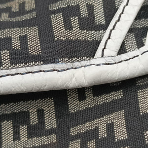 Pre-owned Fendi Zucca Pattern Tote Navy × White Canvas×Leather 8BH153 handbag | stylenewstar